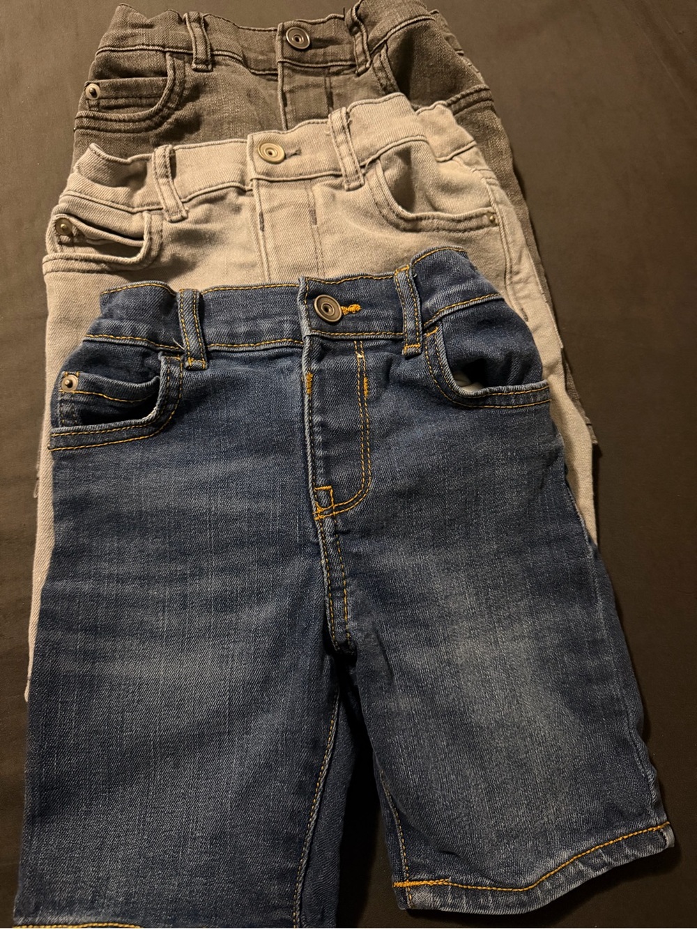 Kids Denim Shorts and Neutral Bottoms Set - Blue and Gray 3T
